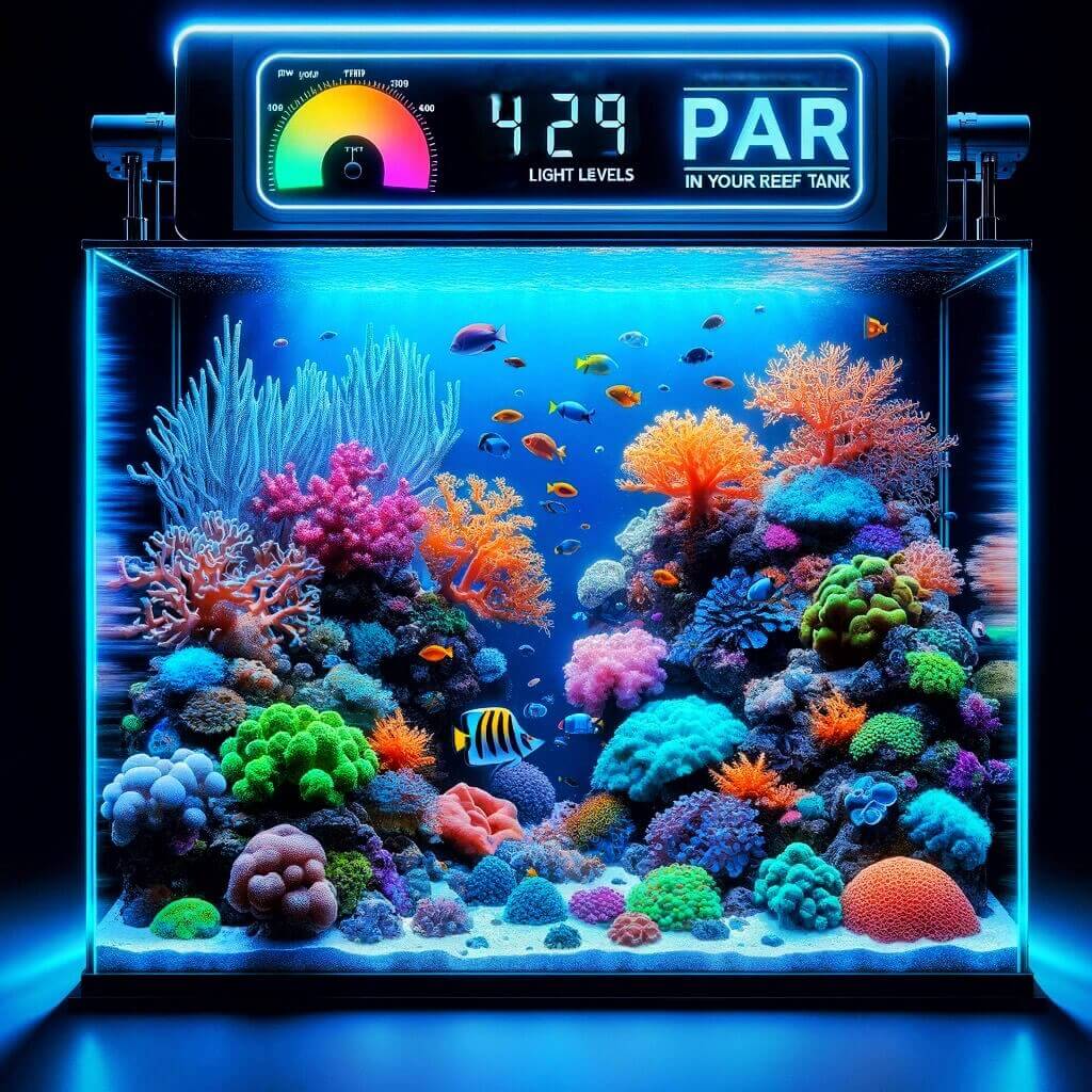 PAR light levels in a reef aquarium for corals