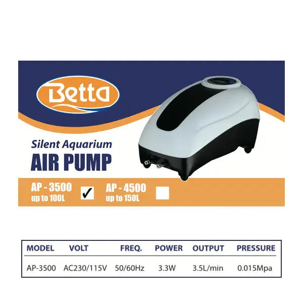 Betta Silent Aquarium Air Pump AP 3500