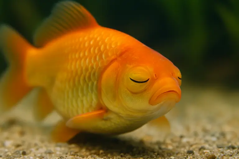 goldfish sleeping with eyes shut
